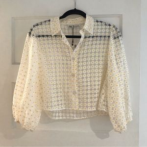 Zara Sheer Daisy Blouse. Size Medium. NWT